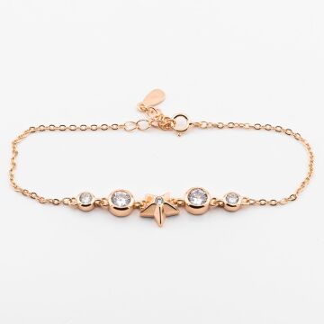 925 Ayar Gümüş Tek Taş  ve Yıldız Bayan Bileklik