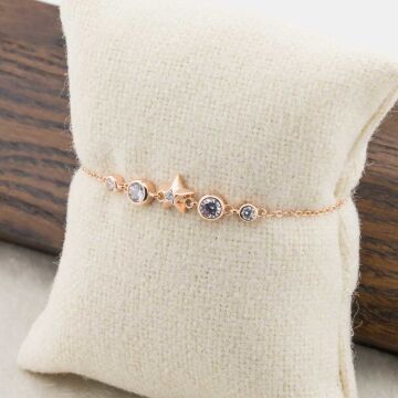 925 Ayar Gümüş Tek Taş  ve Yıldız Bayan Bileklik