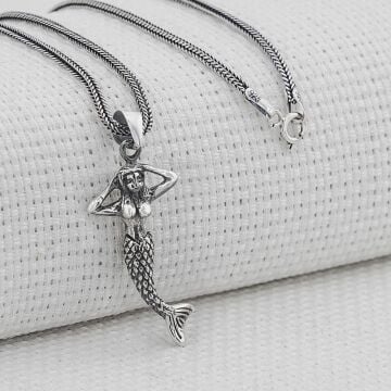 Deniz Kızı Tasarımlı 925 Ayar Gümüş Kolye