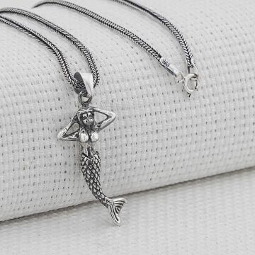 Deniz Kızı Tasarımlı 925 Ayar Gümüş Kolye