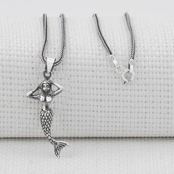 Deniz Kızı Tasarımlı 925 Ayar Gümüş Kolye