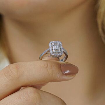 Pırlanta Model Baget Taşlı 925 Ayar Gümüş Yüzük