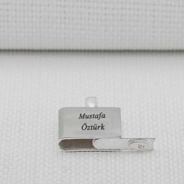 Kişiye Özel Dikdörtgen Tasarımlı Parlak 925 Ayar Gümüş Cevşen Muska Kabı