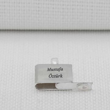 Kişiye Özel Dikdörtgen Tasarımlı Parlak 925 Ayar Gümüş Cevşen Muska Kabı