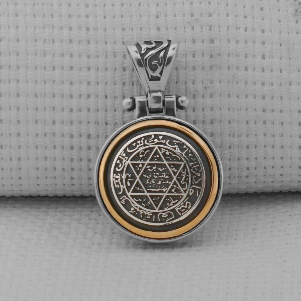 Mührü Süleyman Ortası Dönen 925 Ayar Gümüş Kolye Ucu