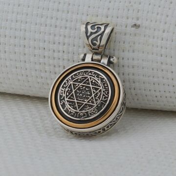 Mührü Süleyman Ortası Dönen 925 Ayar Gümüş Kolye Ucu