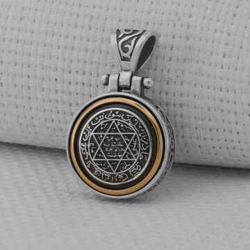 Mührü Süleyman Ortası Dönen 925 Ayar Gümüş Kolye Ucu