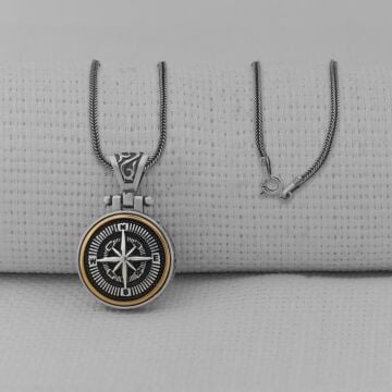 Ortası Dönen 925 Ayar Gümüş Pusula Kolye