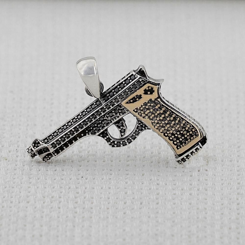 Tabanca Tasarımlı 925 Ayar Gümüş Kolye Ucu