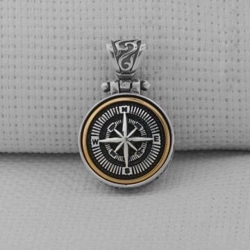 Ortası Dönen 925 Ayar Gümüş Pusula Kolye Ucu