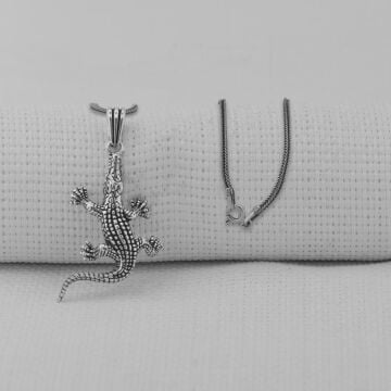 Timsah 925 Ayar Erkek Gümüş Kolye