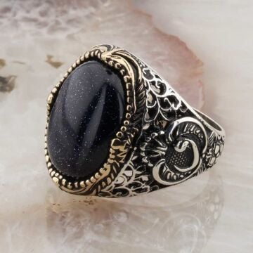 925 Ayar Gümüş Yıldız Taşlı Vav Detaylı Yüzük