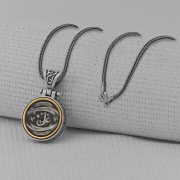 Çift Zülfikar Kılıcı Tasarımlı Ortası Dönen 925 Ayar Gümüş Kolye