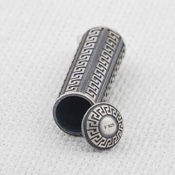 Silindir Tasarımlı 925 Ayar Gümüş Cevşen Muska Kabı Kolye Orta Boy