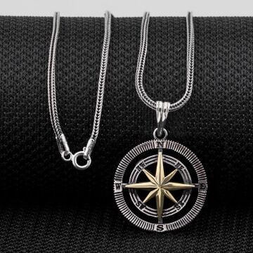 925 Ayar Gümüş Pusula Kolye