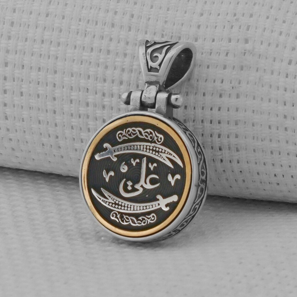 Çift Zülfikar Kılıcı Tasarımlı Ortası Dönen 925 Ayar Gümüş Kolye Ucu