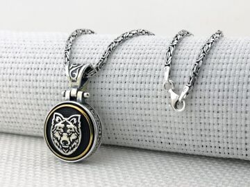 Bozkurt Tasarımlı Kral Zincirli Ortası Dönen 925 Ayar Gümüş Kolye