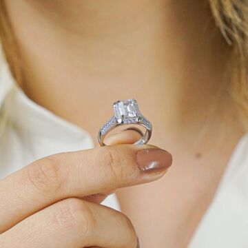 Pırlanta Model Baget Taşlı 925 Ayar Gümüş Yüzük