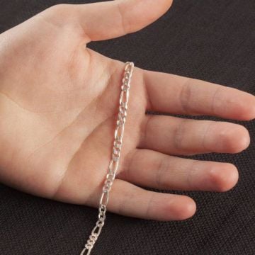 925 Ayar Gümüş Figaro Zincir Bileklik 4 MM 21 CM