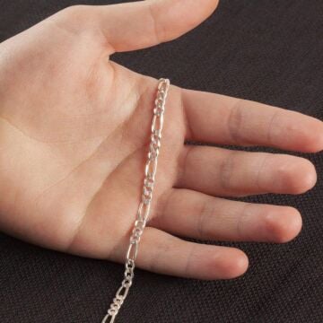 925 Ayar Gümüş Figaro Zincir Bileklik 4 MM 21 CM