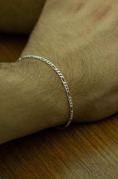925 Ayar Gümüş Figaro Zincir Bileklik 4 MM 21 CM