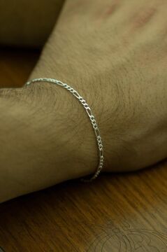 925 Ayar Gümüş Figaro Zincir Bileklik 4 MM 21 CM