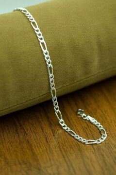 925 Ayar Gümüş Figaro Zincir Bileklik 4 MM 21 CM