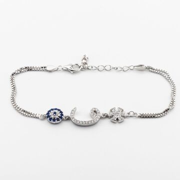 925 Ayar Gümüş Nazar Kar Tanesi Vavlı Bayan Bileklik