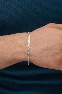 925 Ayar Gümüş Figaro Zincir Bileklik 4.5 MM 21 CM