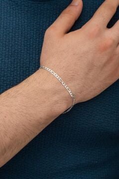 925 Ayar Gümüş Figaro Zincir Bileklik 4.5 MM 21 CM