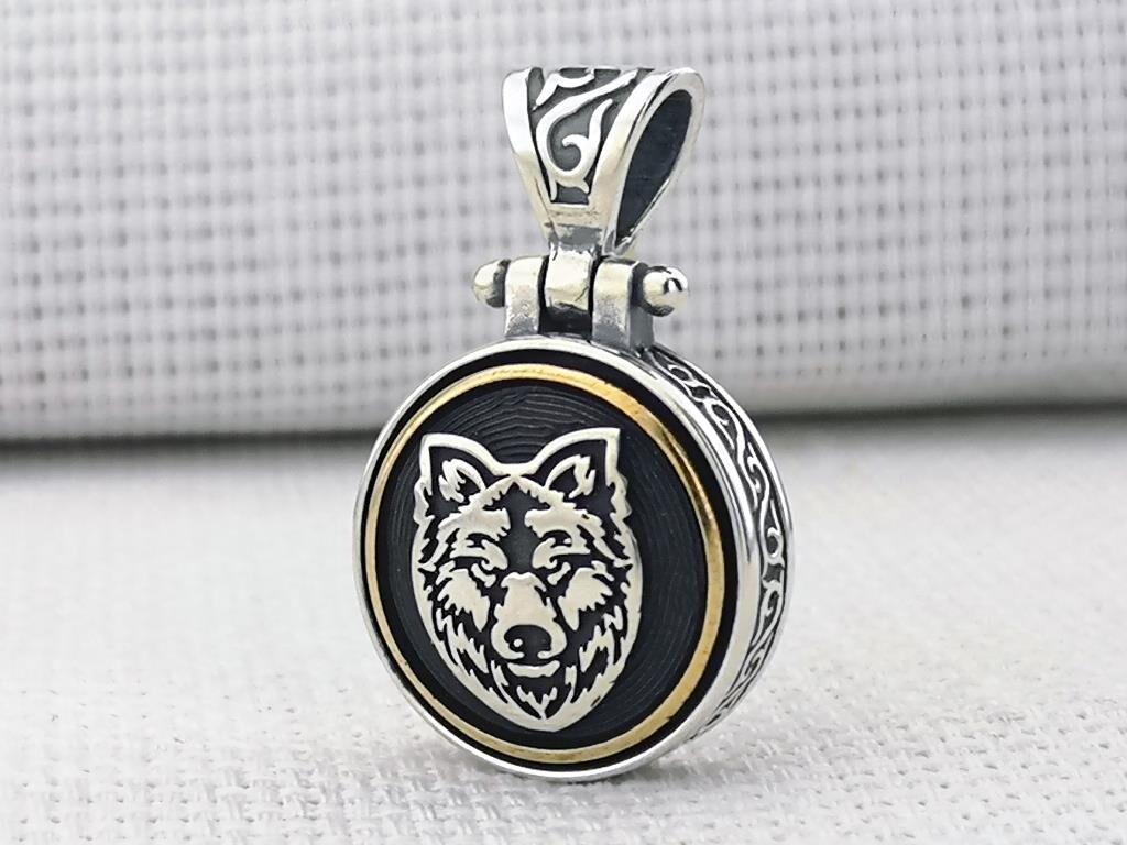 Bozkurt Tasarımlı Ortası Dönen 925 Ayar Gümüş Kolye Ucu