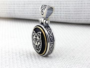 Bozkurt Tasarımlı Ortası Dönen 925 Ayar Gümüş Kolye Ucu