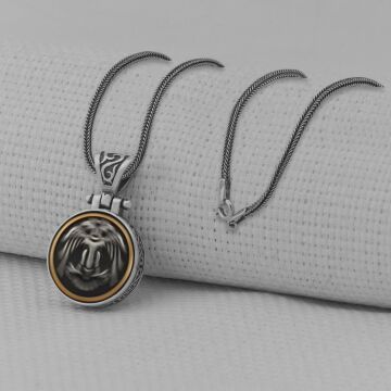 Çift Başlı Selçuklu Kartalı Ortası Dönen 925 Ayar Gümüş Kolye