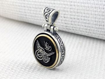 Osmanlı Tuğrası Tasarımlı Ortası Dönen 925 Ayar Gümüş Kolye Ucu