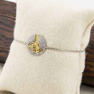 925 Ayar Gümüş Zirkon Taşlı Osmanlı Tuğrası Bayan Bileklik