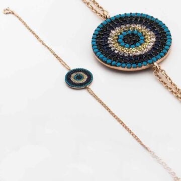 925 Ayar Gümüş Nazar Boncuklu Gümüş Bayan Bileklik