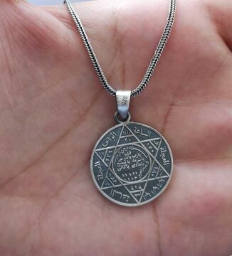 925 Ayar Gümüş Mührü Süleyman  Kolye