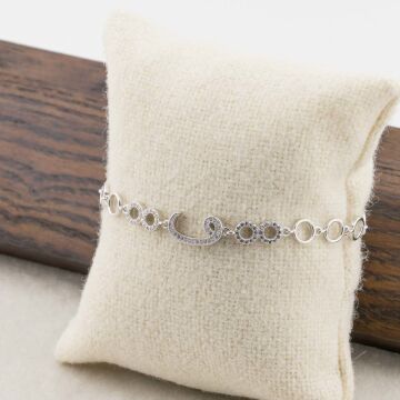 925 Ayar Gümüş Zirkon Taşlı Sonsuzluk Vav  Bayan Bileklik