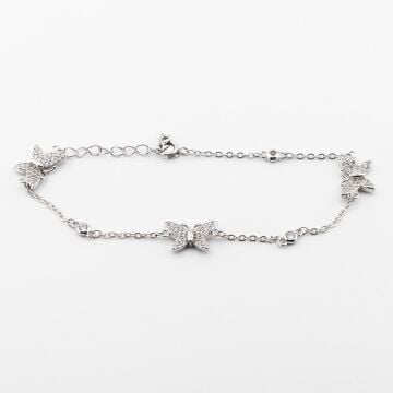 925 Ayar Gümüş Zirkon Taşlı Kelebek Bayan Bileklik