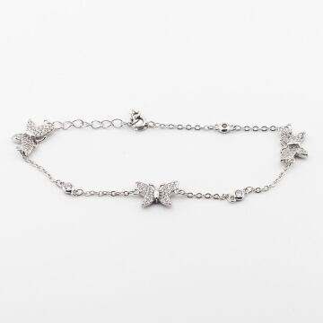 925 Ayar Gümüş Zirkon Taşlı Kelebek Bayan Bileklik