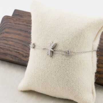 925 Ayar Gümüş Yusufçuk Simgeli Taşlı Bayan  Bileklik