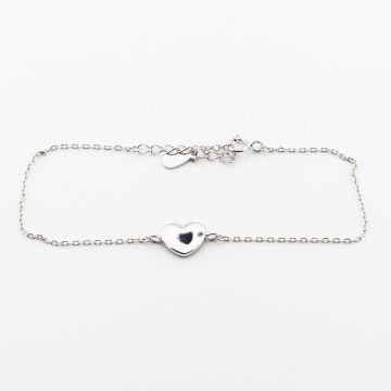 925 Ayar Gümüş Kalpli Bayan  Bileklik