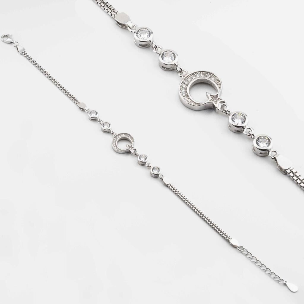 925 Ayar Gümüş Ay Yıldız Model Bayan Bileklik