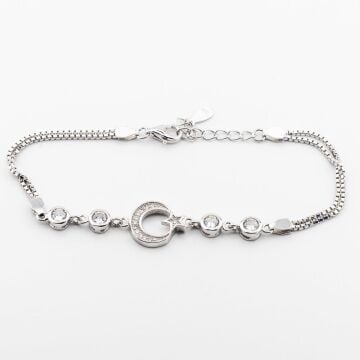 925 Ayar Gümüş Ay Yıldız Model Bayan Bileklik