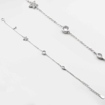 925 Ayar Gümüş Zirkon Taşlı Şans Bilekliği