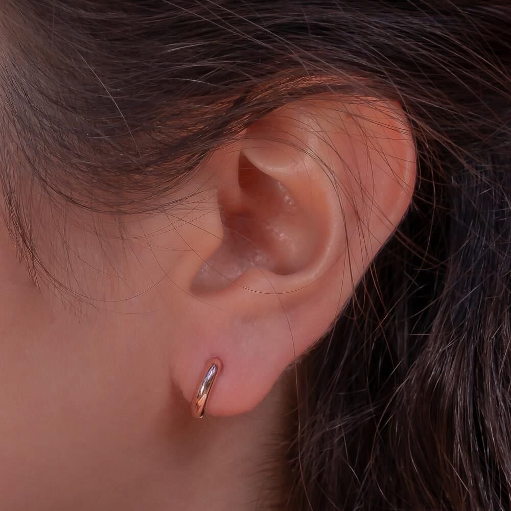 Minimal Tasarımlı Rose Kaplama 925 Ayar Gümüş Halka Küpe