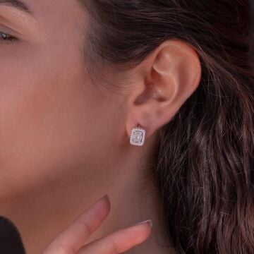 Baget Taşlı 925 Ayar Gümüş J Küpe