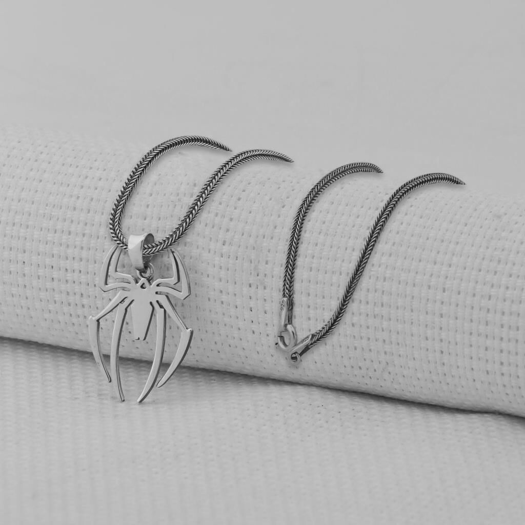 Örümcek 925 Ayar Erkek Gümüş Kolye