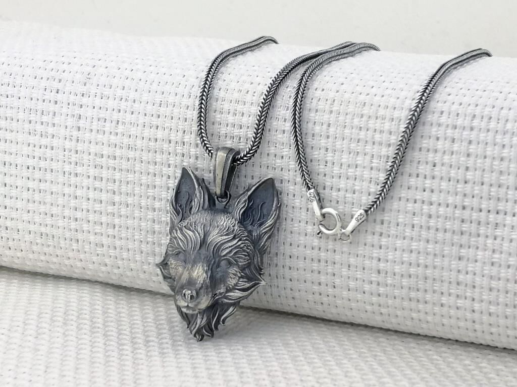 Üç Boyutlu Tilki 925 Ayar Gümüş Kolye