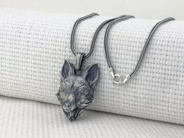 Üç Boyutlu Tilki 925 Ayar Gümüş Kolye